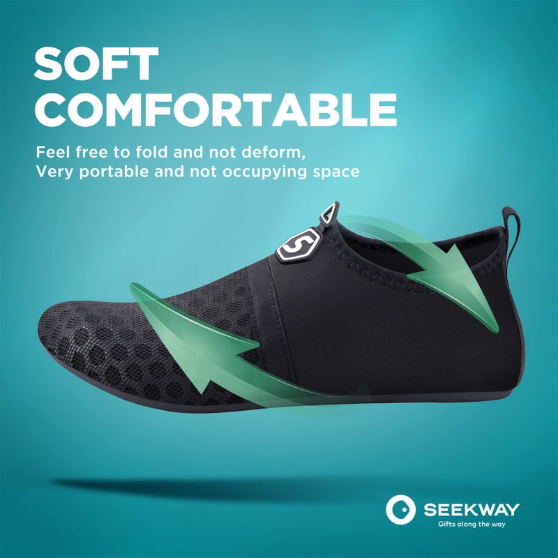SEEKWAY Water Shoes Quick-Dry Aqua Socks Barefoot Slip-on for Beach Pool Swim River Yoga Lake Surf Women Men Black SK001 - Image 3